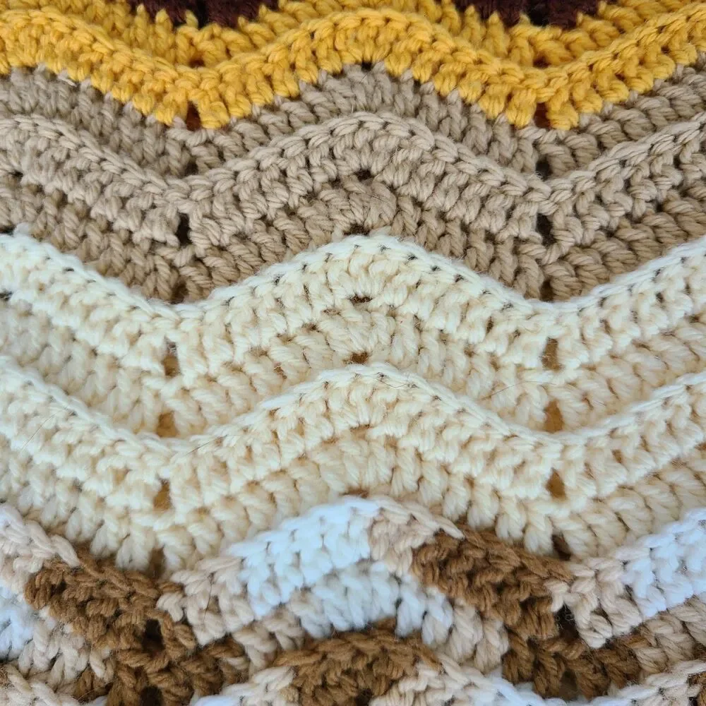Vintage Chevron Afghan Lap Blanket Throw Blanket Couch Blanket Warm Color Zigzag